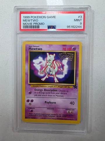 PSA 9 Mewtwo #3 - 1999 Pokemon Game Movie Black Star Promo - Vintage WOTC  Era MINT