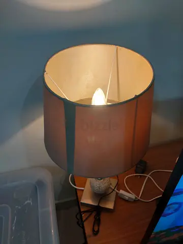 Simple bedside table lamp with fabric shade