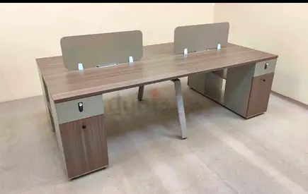 Double Seater Office Workstation Desk with Storage and Privacy Panels