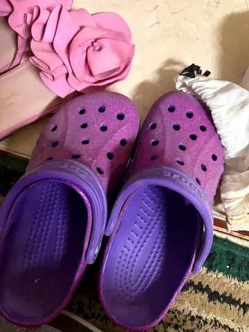 Purple glitter crocs