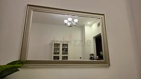 Large Wall Mirror with Silver Textured Frame 130x90