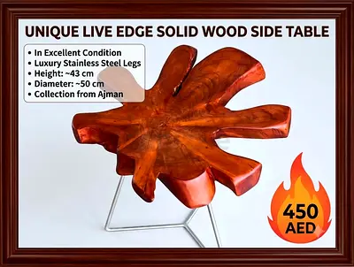 Live edge solid wood side table