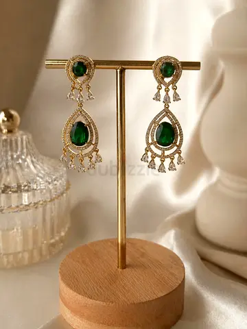 ✨ Premium Emerald Green Zircon Drop Earrings From Maleka Jewelz