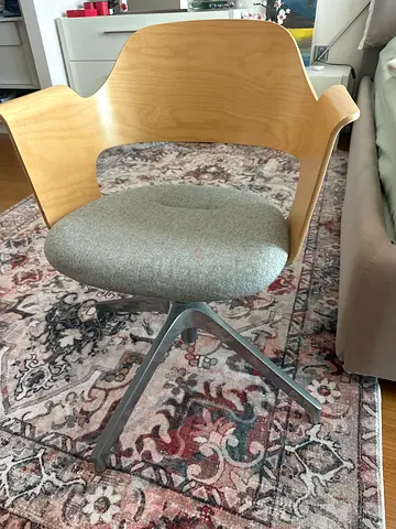 Modern bentwood lounge chair with grey upholstered seat