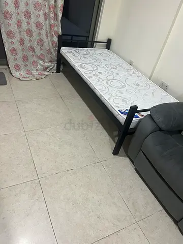 Single metal bed frame with mattress - good condition
