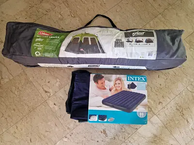 Intex Queen Air Mattress + Coleman Tent Storage Bag - Used, Good Condition