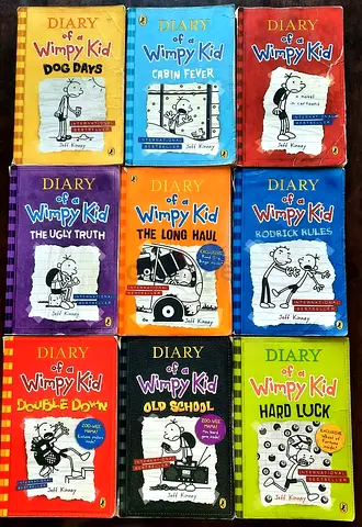 Wimpy Kid Books 1, 2, 4, 5, 6, 8, 9, 10, 11, 12 and 15 for low price sale- Written by Jeff Kinney