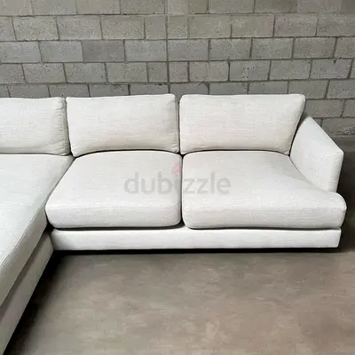 West Elm L Shape Sofa Beige Excellent Condition