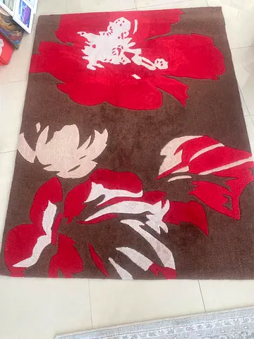 Brown and Red Floral Area Rug - Medium Size