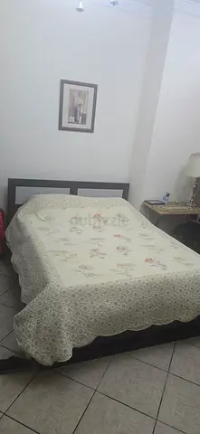Queen size wooden bed frame with mattress - good condition
