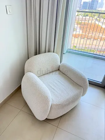 Aura Living Bouclé Armchair – Off White / Cream