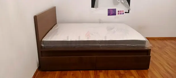 IKEA Malam queen size 160×200cm bed frame with 2 big storage drawers underneath and IKEA mattress