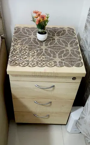 Two Nightstands - Light Wood with 2-Drawer Filing Cabinet / bedsides
