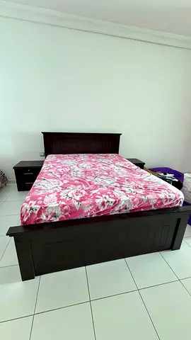 Bed set with side tables and dresser