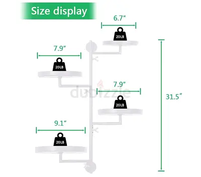 Rotating Wall-mounted 4-Tier Corner Plant / Display Shelf - White, 31.5"