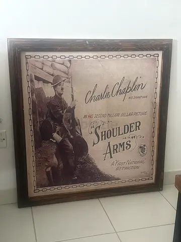 Vintage Charlie Chaplin 'Shoulder Arms' Framed Poster