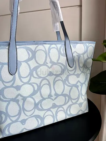 Light Blue Signature Canvas Tote Bag