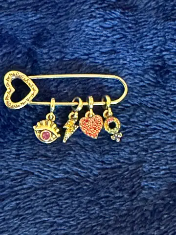 Pandora heart safety pin brooch - silver tone