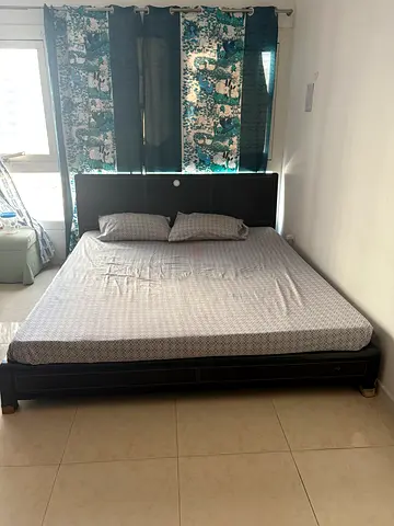 king size bed frame with mattress and headboard - good condition