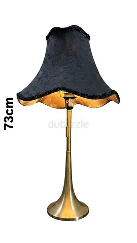 Vintage Brass Table Lamp with Black Fabric Shade - 73cm