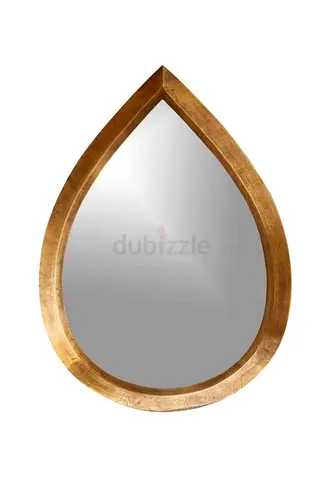 Crate and Barrell Gold Teardrop Wall Mirror - Wooden Frame