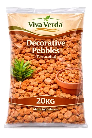 Viva Verda Decorative Pebbles | Terracotta | 20KG Bag | Landscaping, Garden & Aquarium Stones | Made