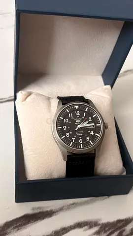 Seiko 5 Sports Automatic Military Style Watch with Black Canvas Strap