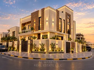 Corner villa for sale in Al Zahia | 6 bedrooms | 2 floors and roof | 4,000 sq ft