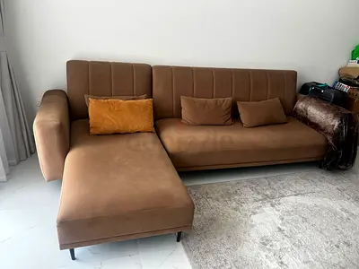 Modern Brown L-Shaped Sectional Sofa