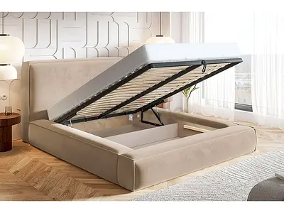 Queen size beige colour bed160*200with hydraulic