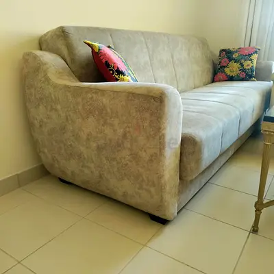 Light grey 3-seater fabric sofa in good condition