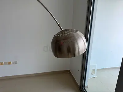 Modern arc floor lamp with marble base - stainless finish