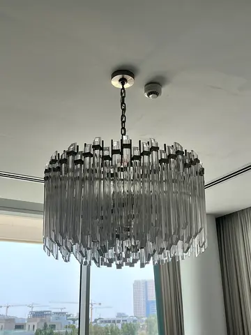 Large Modern Acrylic Crystal Chandelier – Chrome/Silver