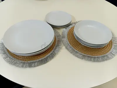Set of white dinner plates (11 pieces)