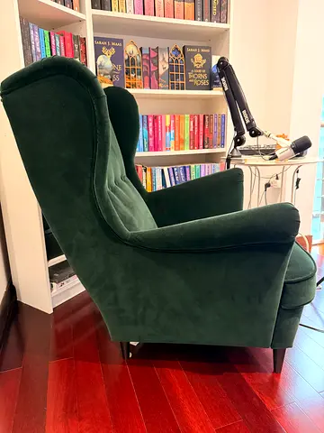 Ikea Green Velvet Wingback Chair - Good Condition