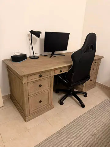 Pottery barn solid wood executive desk with drawers - used, good condition