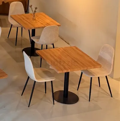 Set of 6 Wooden Cafe Dining Tables with 2 Chairs - Modern Bistro Style