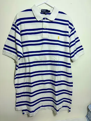 Large XL Aut Mens white RL Ralph Lauren stripe polo shirt tee tops