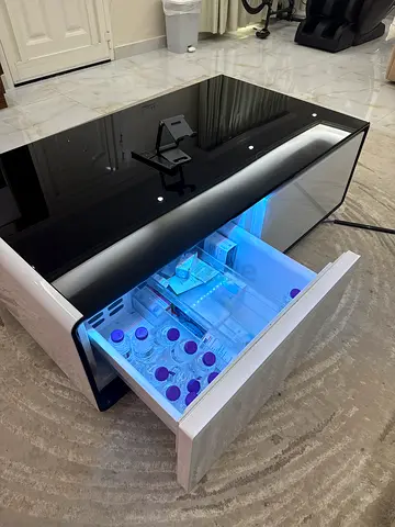 Compact Mini Fridge with Glass Top and LED Interior - Good Condition