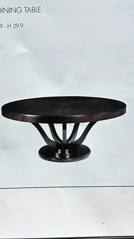 Dark wood round dining table (solid base) - good condition