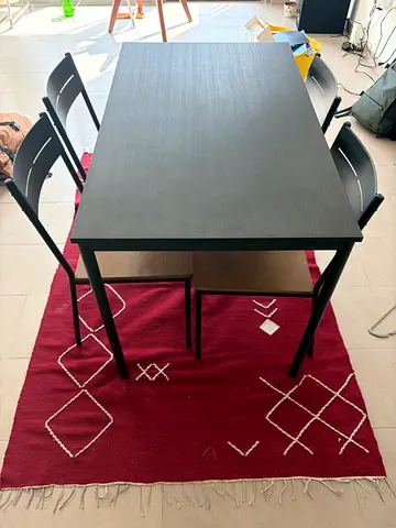 Modern Wooden Dining Chair with Black Metal Frame
