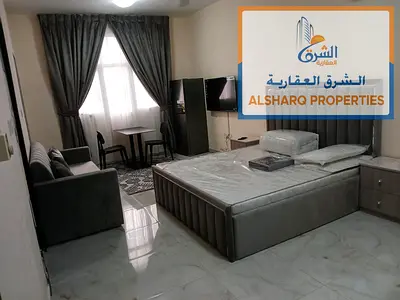 استوديو مفروش للإيجار الشهري في الحميدية عجمان | مطبخ شبه منفصل | 3,000 درهم شهرياً | شامل الكهرباء والماء والصرف والإنترنت | تأمين 800 درهم | مفروش ب