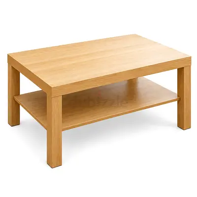 Simple wooden coffee table with lower shelf - light oak finish
