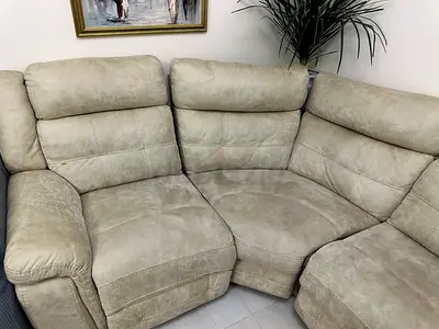 Beige L-shaped 3-seater Corner Sofa with recliner- Comfortable, Good Condition