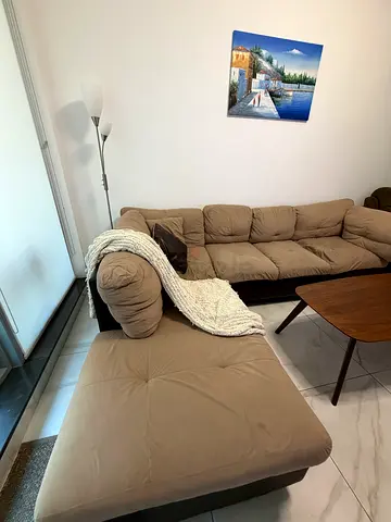 L-shaped 4-seater Fabric Sofa with coffee Table - Good Condition