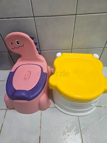 Children's Pink Dino Potty + Yellow Training seat - Good Condition