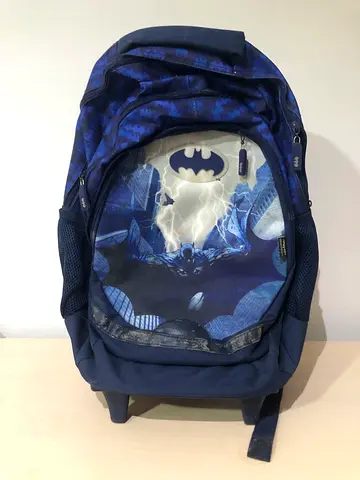 Batman  kids backpack with wheels 18”- navy blue, brand new