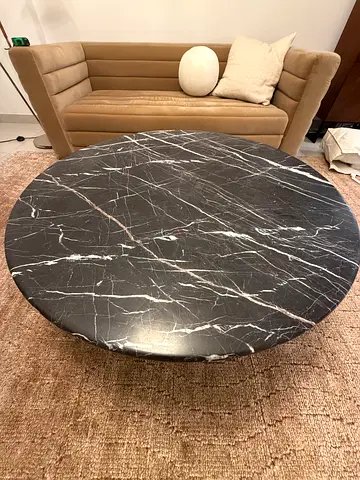 CB2, Pasar Round Black Marble-Style Coffee Table