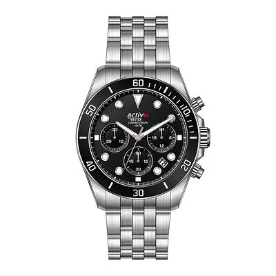 WESTAR ACTIV GENTS 42.5 MM BLACK DIAL QUARTZ WATCH - NEW