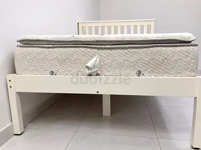 Two white bed frame with 120 x 200 cm Wooden Single Bed Frame with Mattress - Good Condition
